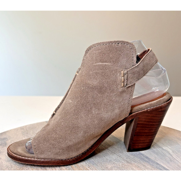 Frye Courtney Suede Open Toe Slingback Block Heel Booties Women’s Size 7B - Picture 6 of 11